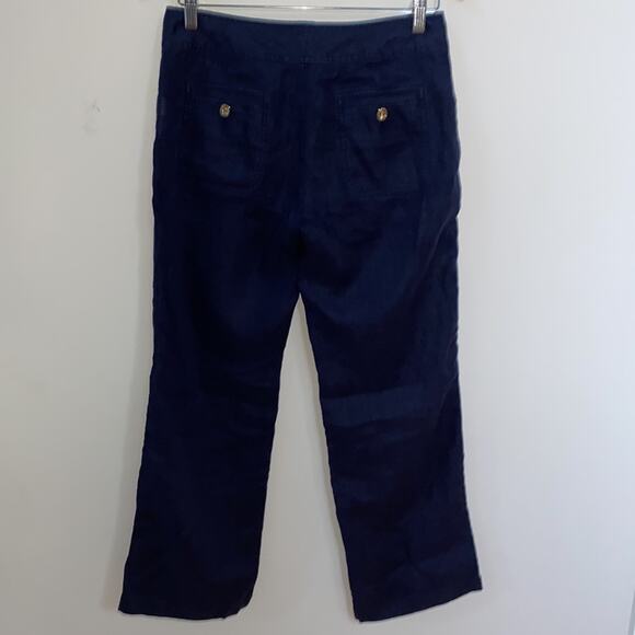 Lilly Pulitzer Galley 100% Linen Wide Leg Pants Navy Size 2 - Picture 7 of 7